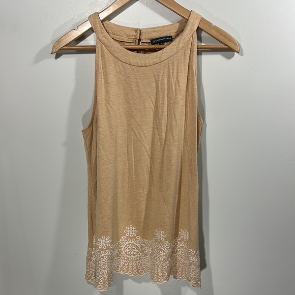 Adrianna Papell Tan Tank Top with Lace Hem - Picture 1 of 6